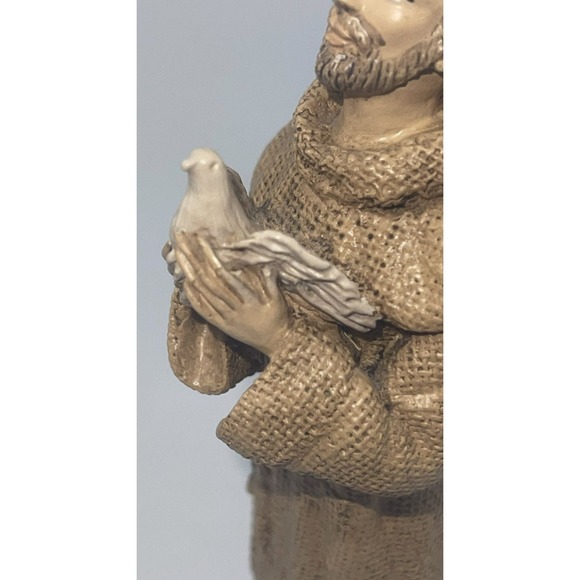 Saint Francis & Dove Statue Dipinto A Mano Assisi 5.5" Tall Eros P Signed - Picture 8 of 12